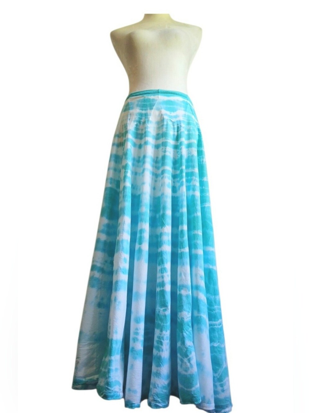 Luna Luz-Tie Dye-Blue Draped-Boho Gypsy-Maxi Skirt-Size Medium
